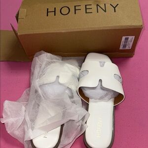HOFENY White Slide Sandals